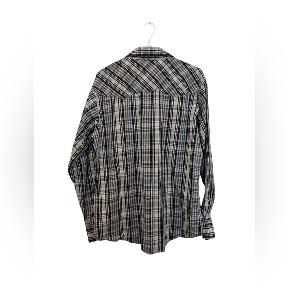 Wrangler Men’s Size XL‎ Black White Flannel Pearl Snap Plaid Western EUC - Picture 4 of 4